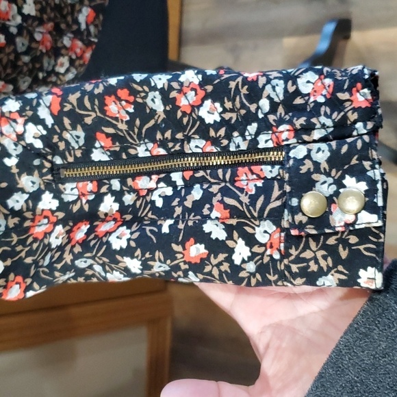 Anthropologie hei hei floral denim moto zip insulated lined jacket - Picture 4 of 11